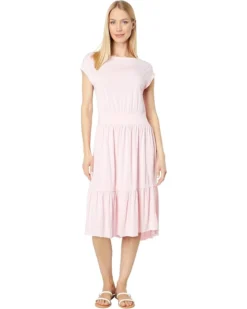 Mod-o-doc Organic Jersey Cap Sleeve Shirred Boatneck Dress | Dresses