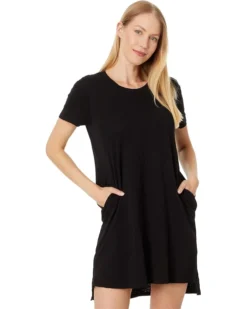 Mod-o-doc Short Sleeve Open Crew Neck T-Shirt Dress | Dresses