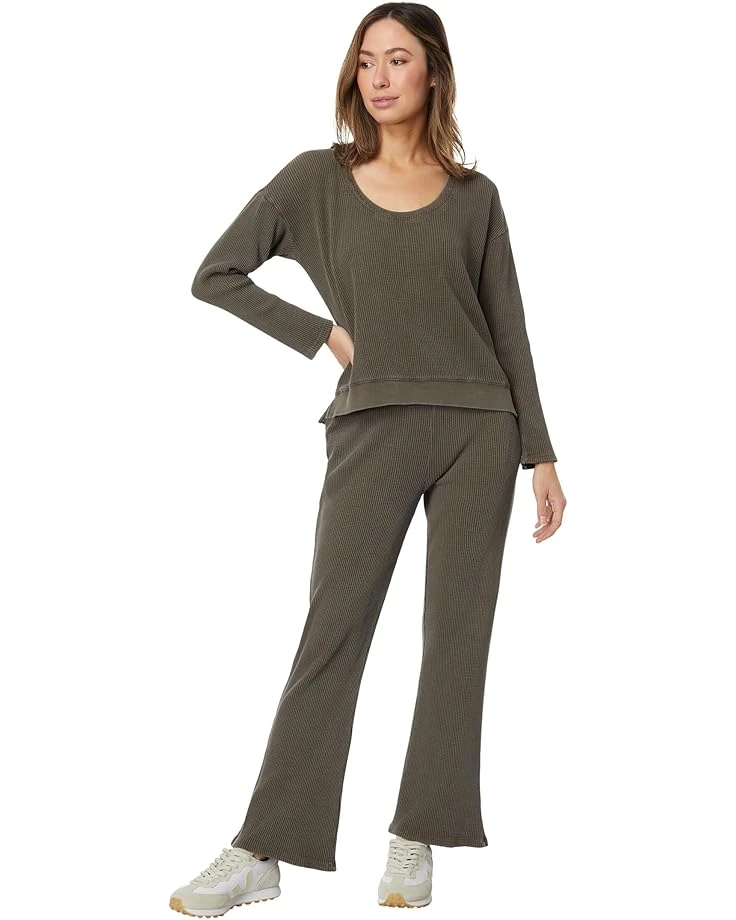 Mod-o-doc Washed Waffle Long Sleeve Open Neck Top | Shirts & Tops - Image 4