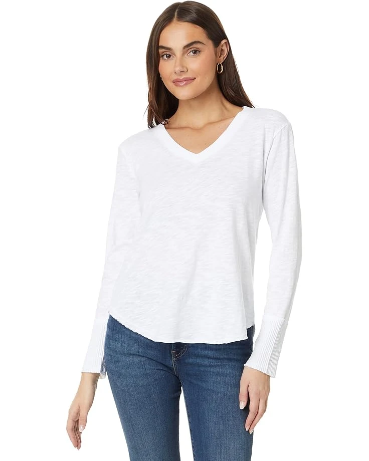 Mod-o-doc Long Sleeve Waffle Mix V-Neck Top | Shirts & Tops - Image 5