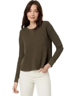 Mod-o-doc Washed Cotton Modal Thermal Long Sleeve Boxy Crop Sweatshirt | Hoodies & Sweatshirts