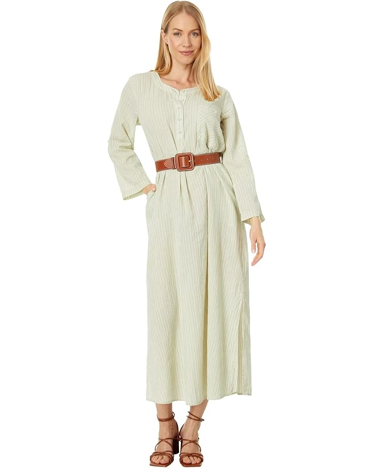 Mod-o-doc Mini Stripe Gauze Roll-Up Sleeve Henley Stripe Dress | Dresses