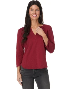 Mod-o-doc 3/4 Sleeve Split Neck Mandarin Tee | Shirts & Tops