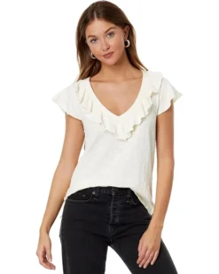 Mod-o-doc Slub Jersey Short Sleeve Ruffle Neck Tee | Shirts & Tops