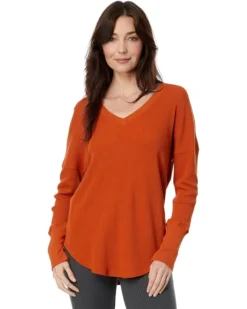 Mod-o-doc Washed Cotton Modal Thermal Long Sleeve V-Neck Tunic | Shirts & Tops