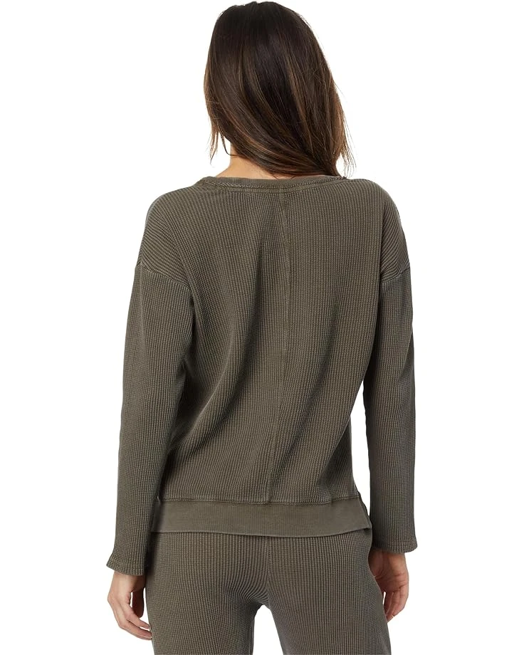 Mod-o-doc Washed Waffle Long Sleeve Open Neck Top | Shirts & Tops - Image 2