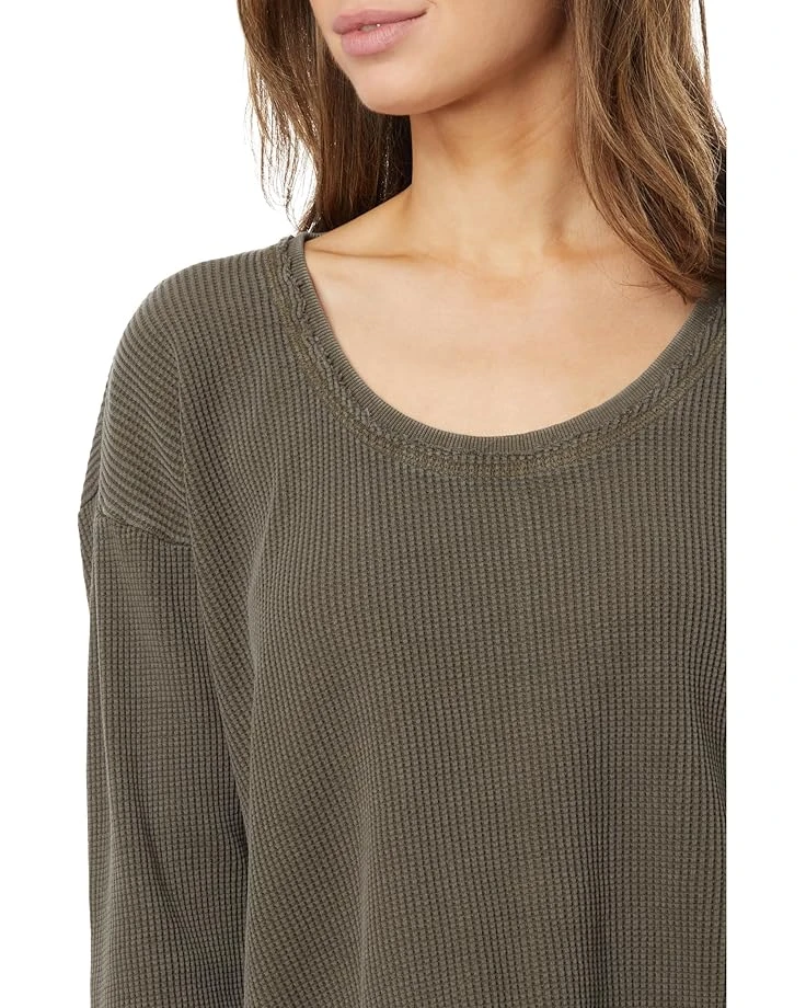 Mod-o-doc Washed Waffle Long Sleeve Open Neck Top | Shirts & Tops - Image 3